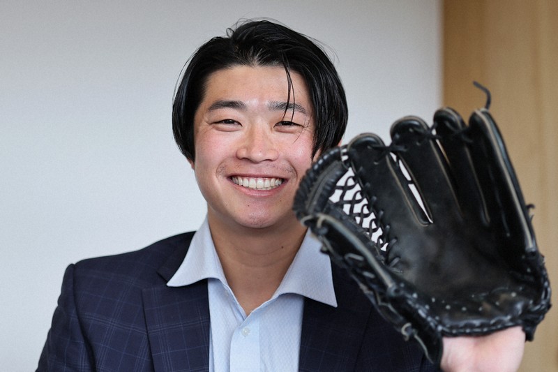 東京ガスで強打者として活躍した笹川晃平さん＝東京都千代田区で2026年1月21日、和田大典撮影