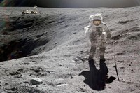 In this photo provided by NASA, astronaut Charles M. Duke Jr. collects lunar samples at Station No. 1 during the first Apollo 16 extravehicular activity at the Descartes landing site, April 21, 1972. (John W. Young/NASA via AP)