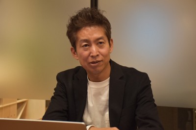 インタビューに応じる「note」の加藤貞顕・最高経営責任者（CEO）＝東京都千代田区の同社で2026年3月24日午後4時31分、町野幸撮影