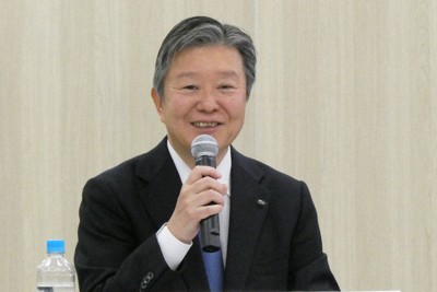 就任記者会見に臨むシャープの河村哲治新社長兼最高経営責任者（CEO）＝大阪市中央区で2026年3月31日、新宮達撮影