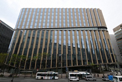 竣工式が行われた西日本シティビル＝福岡市博多区で2026年4月3日午後2時47分、矢頭智剛撮影