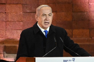 イスラエルのネタニヤフ首相＝エルサレムで2024年5月5日、松岡大地撮影