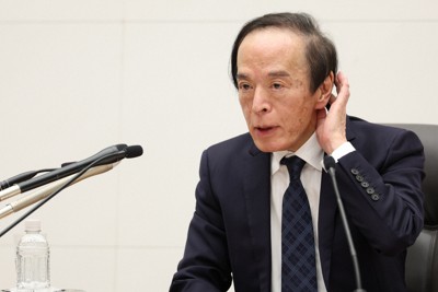 金融政策決定会合後に記者会見する日銀の植田和男総裁＝東京都中央区で2026年3月19日午後4時26分、後藤由耶撮影