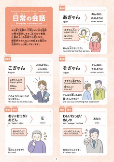 A photo of the page that explains the Kumamoto dialect used in "Everyday conversation." (Photo courtesy of the Kumamoto Prefectural Government)