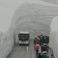 富山、長野両県を結ぶ「立山黒部アルペンルート」全線開通 開業55周年