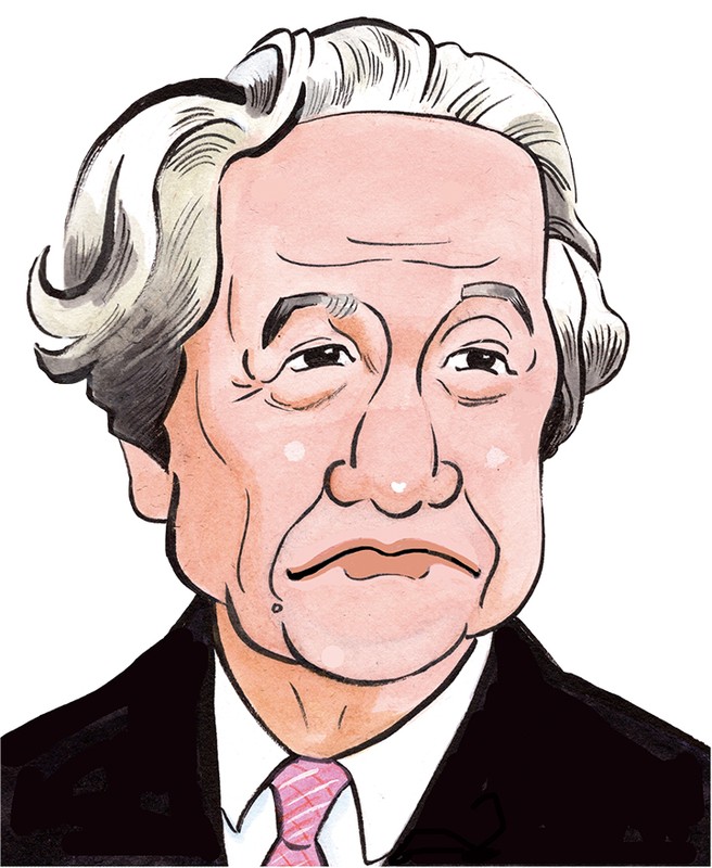 梅原猛（1925〜2019年）。日本の哲学者。西洋哲学研究をベースに独創的な日本文化研究を展開し、梅原日本学を確立。著書に『隠された十字架』などがある。（イラスト：いご昭二）
