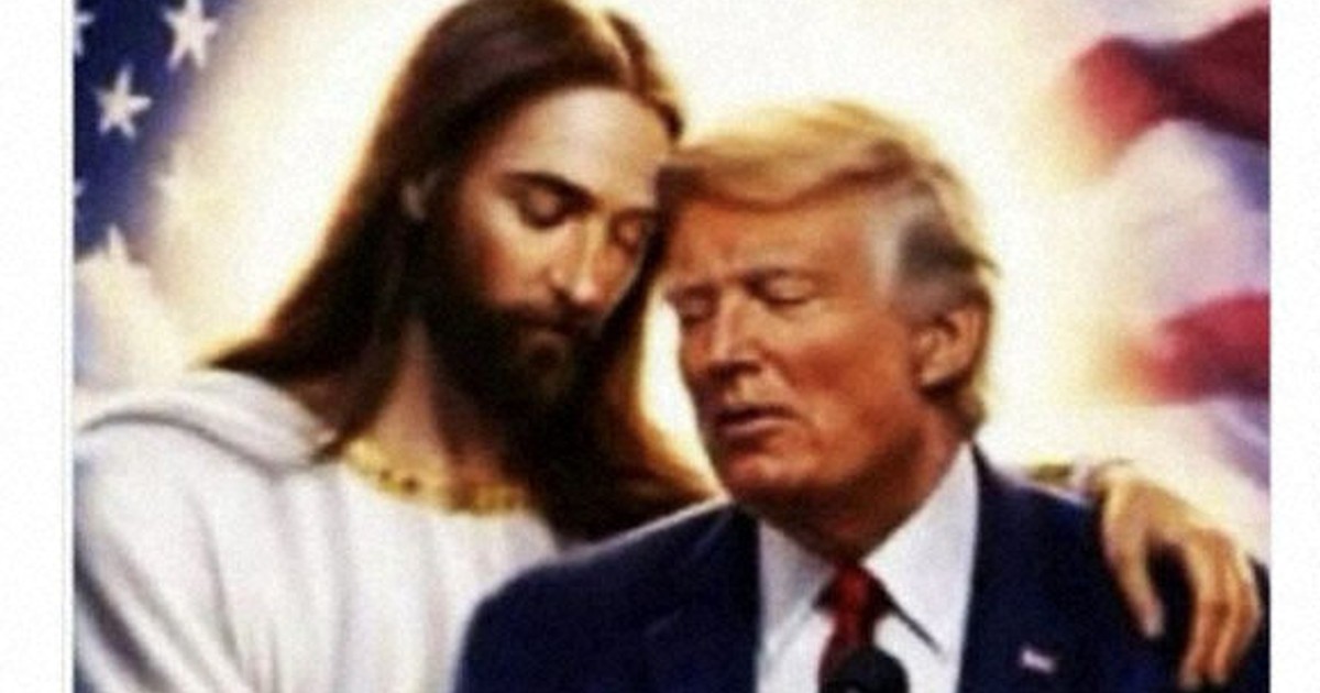トランプ氏、キリストと寄り添う画像を投稿　「とても良い」