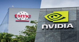 世界の半導体企業の中で圧倒的な存在感を示すエヌビディア（右）とTSMC＝Bloomberg