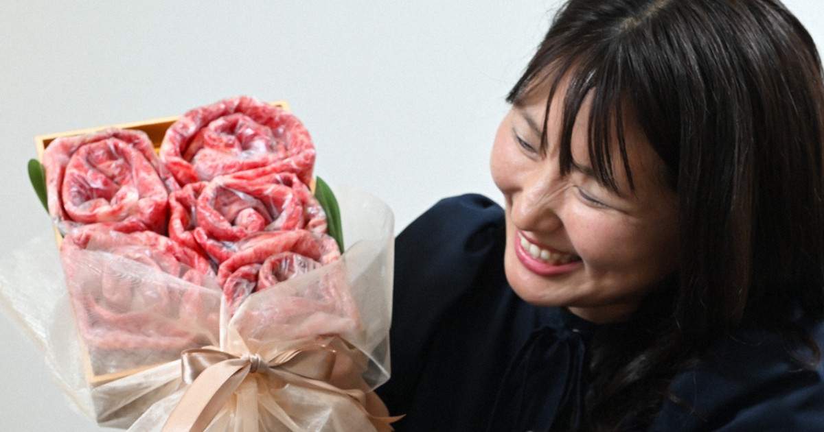 母の日にニクい演出　赤身のうまみ濃厚、和牛ブーケが人気