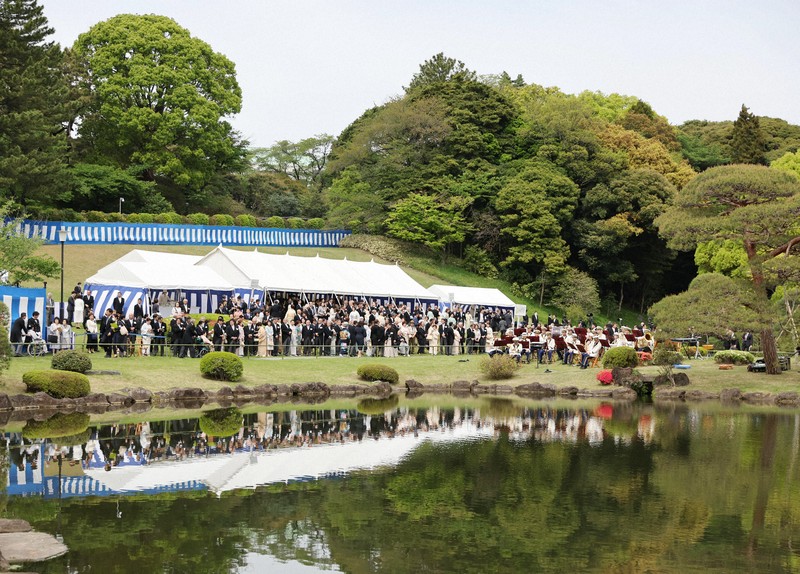 春の園遊会が開かれた赤坂御苑＝東京都港区で2026年4月17日午後1時2分、幾島健太郎撮影