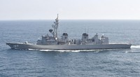 This file photo taken on Oct. 18, 2015, shows Japanese Maritime Self-Defense Force destroyer Ikazuchi off the coast of Kanagawa Prefecture. (Kyodo) 
