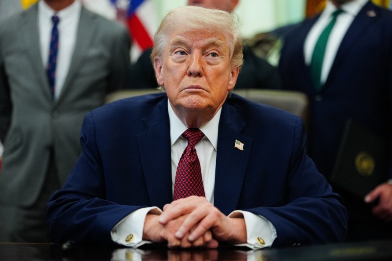 トランプ米大統領＝ホワイトハウスで2026年4月18日、AP