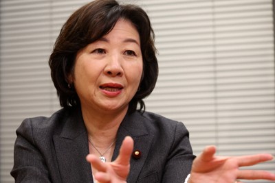 「就労支援の理念法を作りたい」と新法制定の必要性を語る野田聖子氏＝国会内で2026年3月26日、小林努撮影