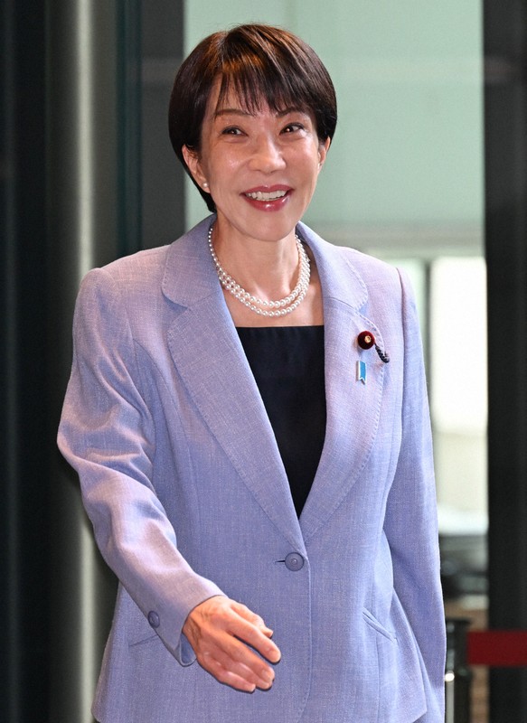 首相官邸に入る高市早苗首相＝2026年4月22日午前10時23分、平田明浩撮影
