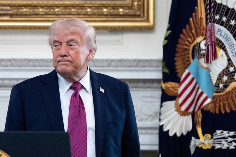 トランプ米大統領＝ワシントンのホワイトハウスで2026年4月21日、AP