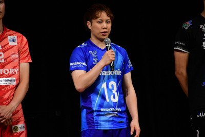 チャンピオンシップへの意気込みを語る大阪ブルテオンの山本智大選手＝東京都内で2026年4月23日、玉井滉大撮影