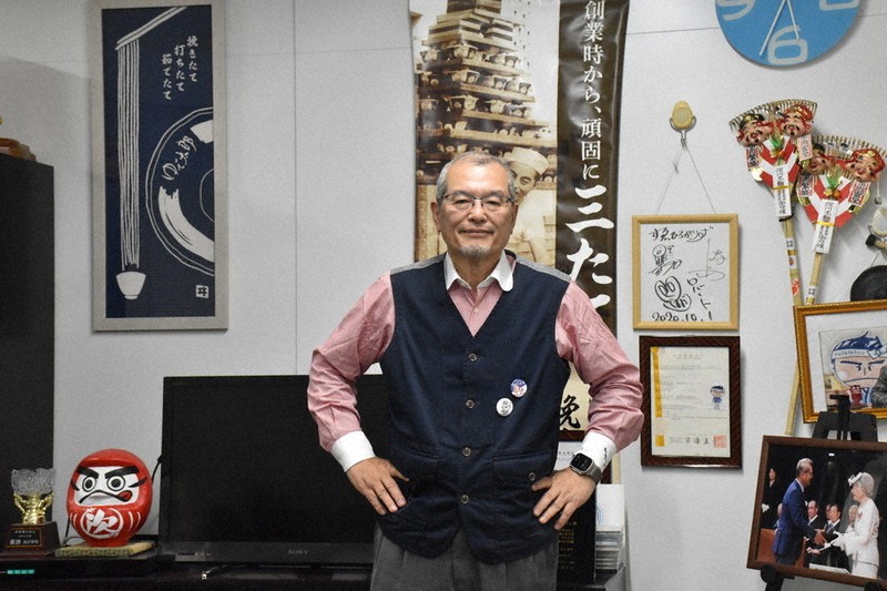ゆで太郎システムの池田智昭社長＝東京都品川区で、太田敦子撮影