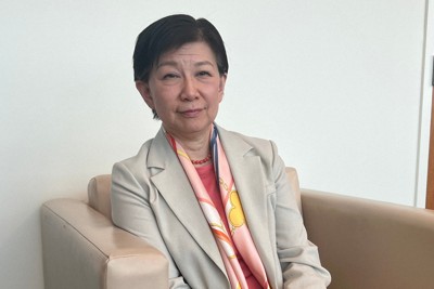 毎日新聞の取材に応じる国連の中満泉事務次長＝ニューヨークの国連本部で2026年4月23日午後5時29分、三木幸治撮影