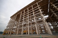  The Grand Ring is seen under demolition work in Osaka's Konohana Ward on April 13, 2026, with only a portion of it remaining. (Mainichi/Naoki Watanabe)