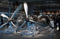 Military aircraft engines and propellers are seen on display in the science and technology room at the newly reopened Kure Maritime Museum in Kure, Hiroshima Prefecture, April 16, 2026. (Mainichi/Kenjiro Sato)