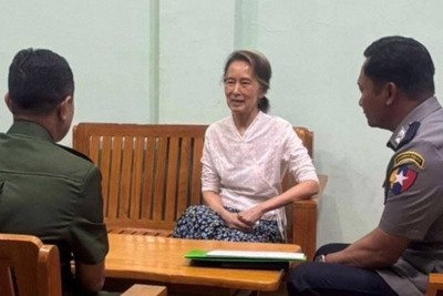 ミャンマー国営放送が報じたアウンサンスーチー氏の近影とみられる写真