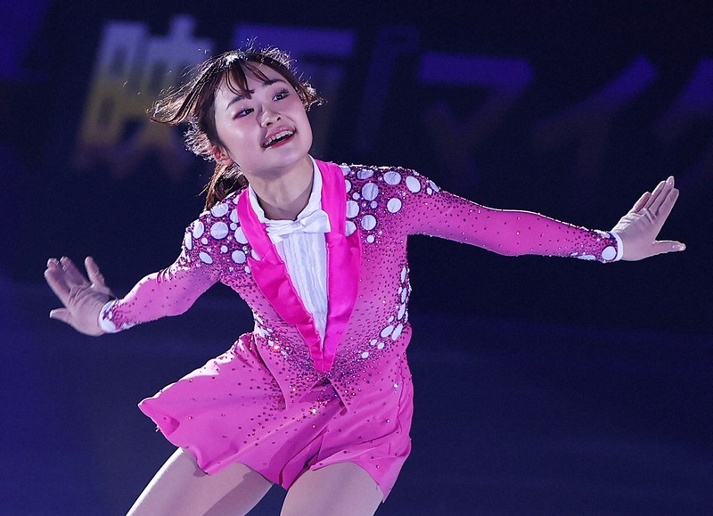 アイスショー「ブルーム・オン・アイス」で演技する島田麻央＝兵庫県尼崎市の尼崎スポーツの森で2026年5月1日、前田梨里子撮影