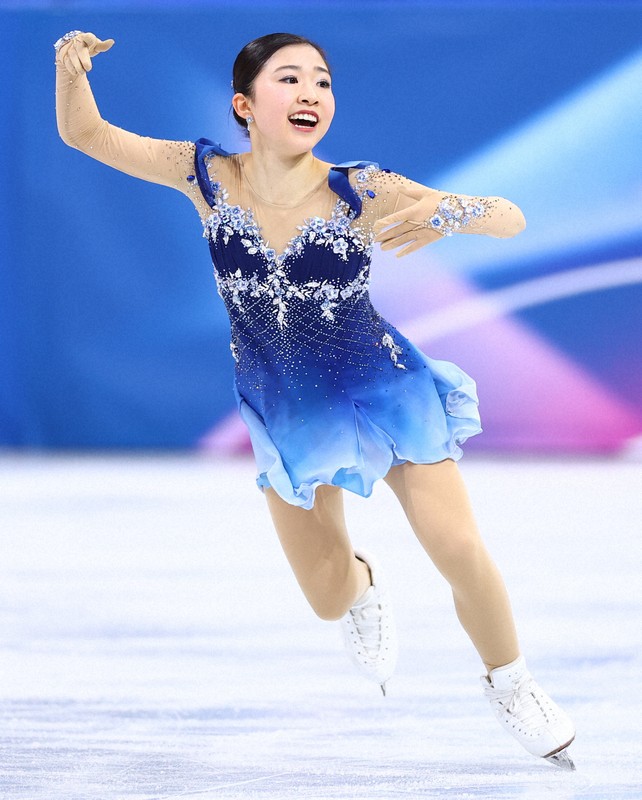 女子フリーで演技する千葉百音＝ミラノ・アイススケートアリーナで2026年2月19日、猪飼健史撮影