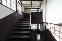 Sunlight pours onto the staircase of the Ryoichi & Fudeko Ishii memorial hall in the suburban Tokyo city of Kunitachi on May 28, 2024. The area conveys the warmth of wood. (Mainichi/Akihiro Ogomori)=Click/tap photo for more images.