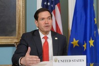 Secretary of State Marco Rubio, speaks during a Memorandum of Understanding signing ceremony with EU Commissioner for Trade and Economic Security Maros Sefcovic, at the State Department, April 24, 2026, in Washington. (AP Photo/Rod Lamkey, Jr.)