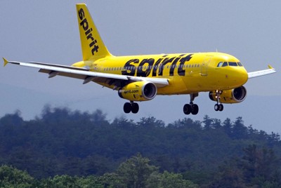 米格安航空会社（LCC）のスピリット航空の機体＝東部ニューハンプシャー州で2023年6月2日、AP