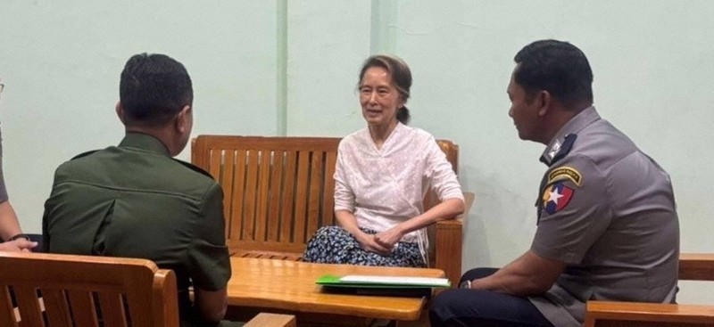 ミャンマー国営放送が報じたアウンサンスーチー氏の近影とみられる写真