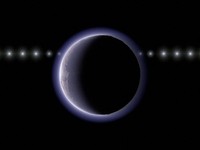 This image provided by NAOJ shows artist's impression of the trans-Neptunian object (612533) 2002 XV93 occulting a background star. Observations of a stellar occultation in January 2024 revealed gradual fading and recovery of the starlight, providing evidence for a very thin atmosphere around the object. (Ko Arimatsu/NAOJ via AP)