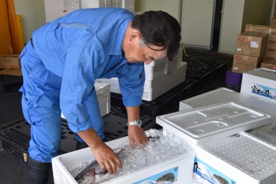山梨中央水産から全国各地に出荷される富士の介＝甲府市で2026年5月14日午前11時59分、杉本修作撮影