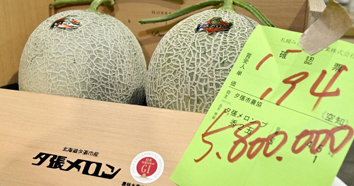 夕張メロン、2玉580万円　札幌で初競り、過去最高額