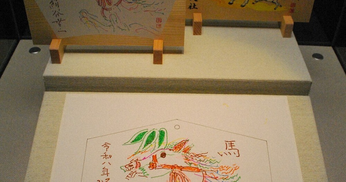 絹谷幸二さんの絶筆絵馬、原画展示 息づく、未完の白馬 奈良・春日大社