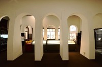 Arches spanning the interior, apparently inspired by Kintaikyo Bridge, designated as a place of scenic beauty by the national government, are seen at the Iwakuni Chokokan museum in Iwakuni, Yamaguchi Prefecture, July 23, 2024. (Mainichi/Minoru Kanazawa)