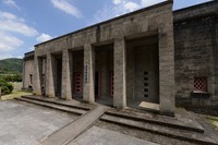 The imposing colonnade at the main entrance of the Iwakuni Chokokan museum is seen in Iwakuni, Yamaguchi Prefecture, July 23, 2024. (Mainichi/Minoru Kanazawa)