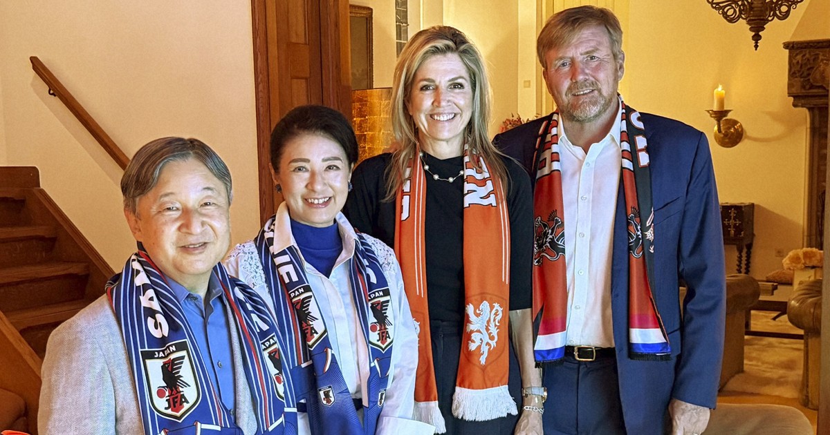 Japan's emperor, empress watch World Cup match with Dutch royals