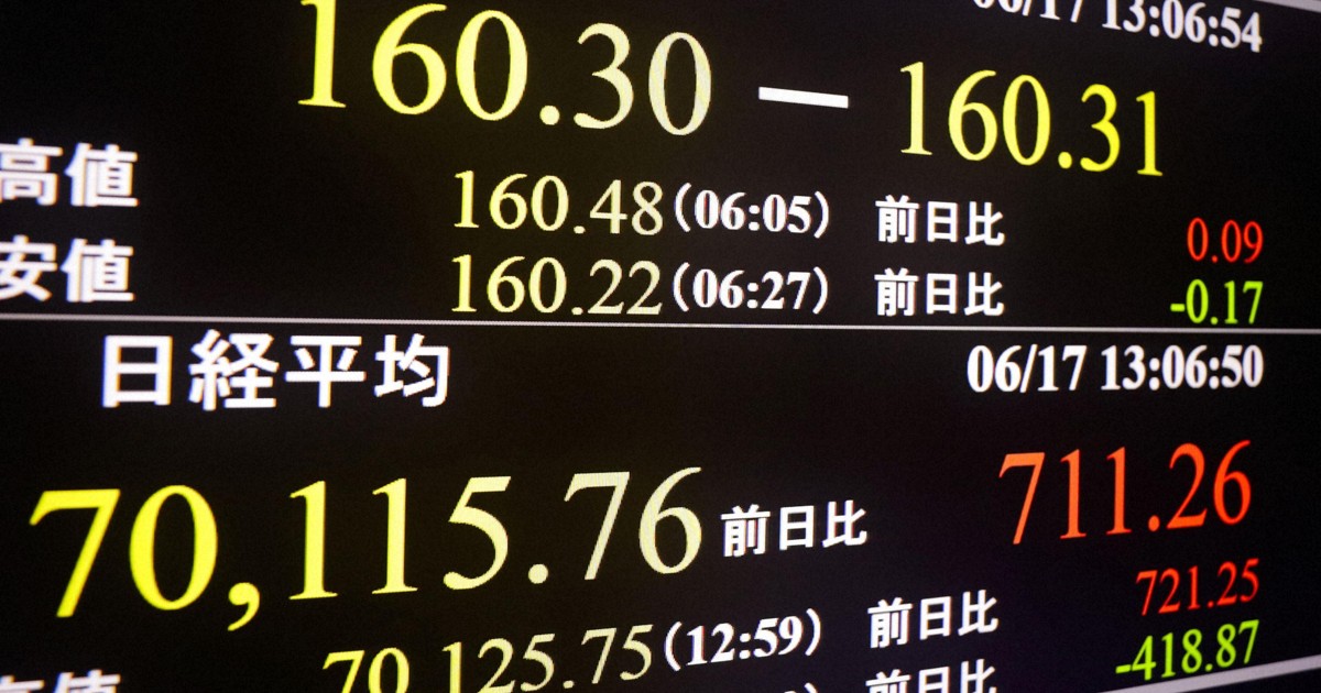 日経平均終値6万9902円、最高値更新　取引時間中は一時7万円台に