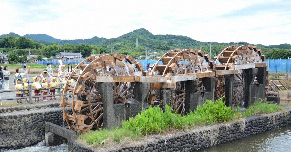 災害なく 豊作願って 三連水車稼働 ／福岡 | 毎日新聞