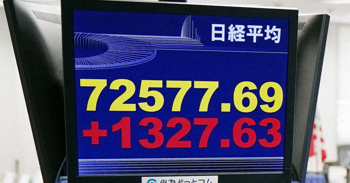 日経平均、初の7万2000円台 ハイテク関連銘柄がけん引