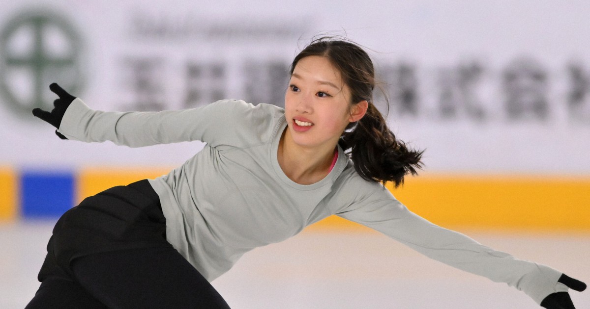 リンクサイド:岡田芽依「一歩でグーンと滑るよう…」　フィギュア練習公開