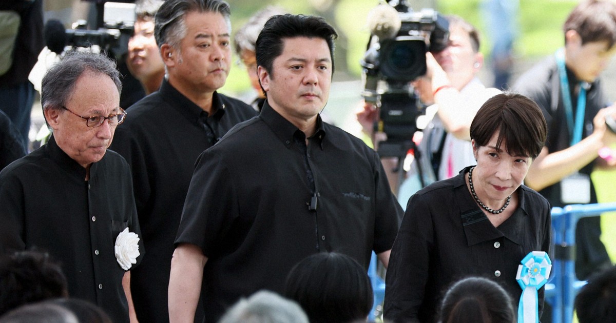 沖繩全體戰歿者追悼式上，高市首相致詞遭「反戰」、「守護憲法九條」等喝倒采