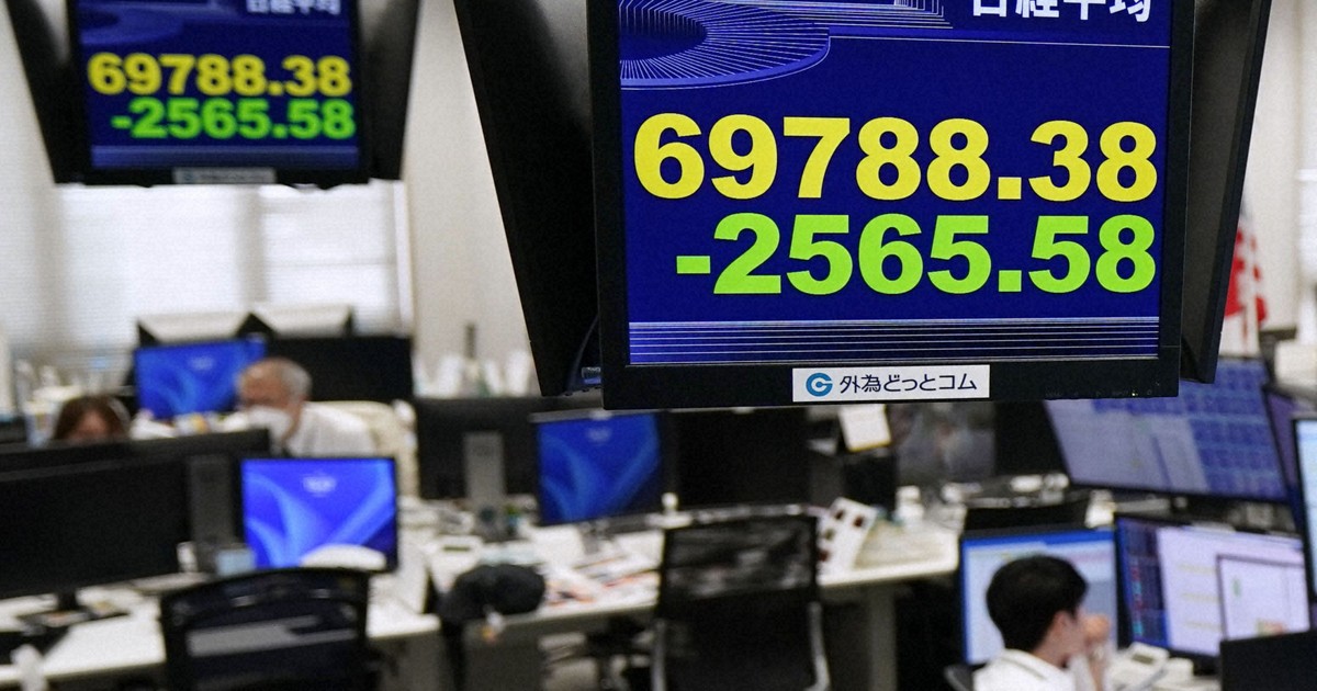 日経平均7万円割れ　2500円超安で終値6万9788円　過熱感を警戒